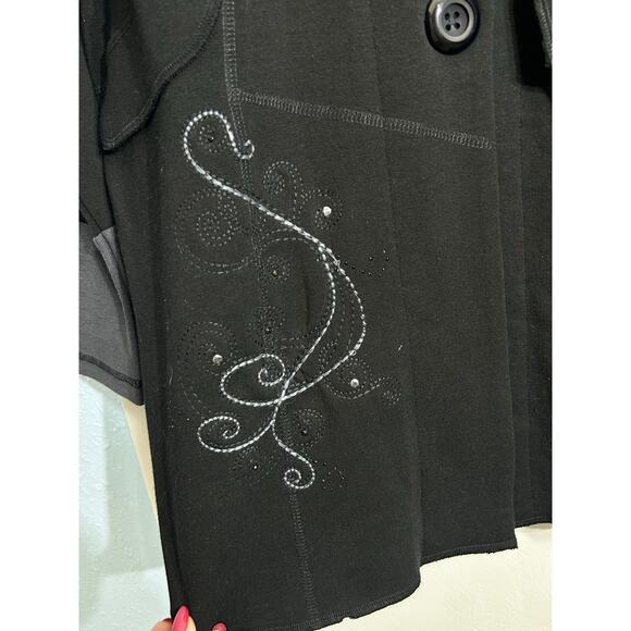 Vincente Jacket XL Black Color Block Embroidered Whimsigoth Stevie Nicks Vamp - Picture 6 of 10